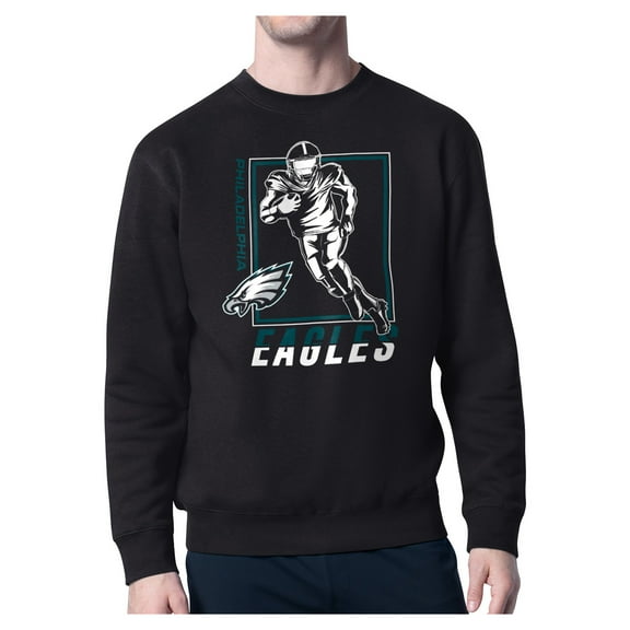 Men's Starter Black Philadelphia Eagles Player Grid Pullover Sweatshirt