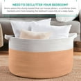 thumbnail image 2 of Organizix XXXXL Large Round Cotton Rope Storage Basket Bin Organizer Laundry Hamper with Handles, 21 x 21 x 14, Extra Large Blanket Woven Toy Basket, Brown, 2 of 7