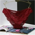 thumbnail image 6 of JINMGG Womens Plus Size Clearance $5 Women Cute Bowknot Design Crochet Full Lace Panties Low Waist Briefs Wine M, 6 of 9