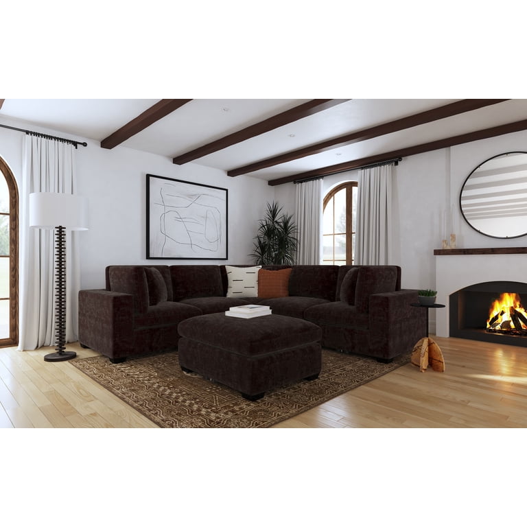 Lakeview 6-piece Upholstered Modular Sectional Chocolate - Walmart.com