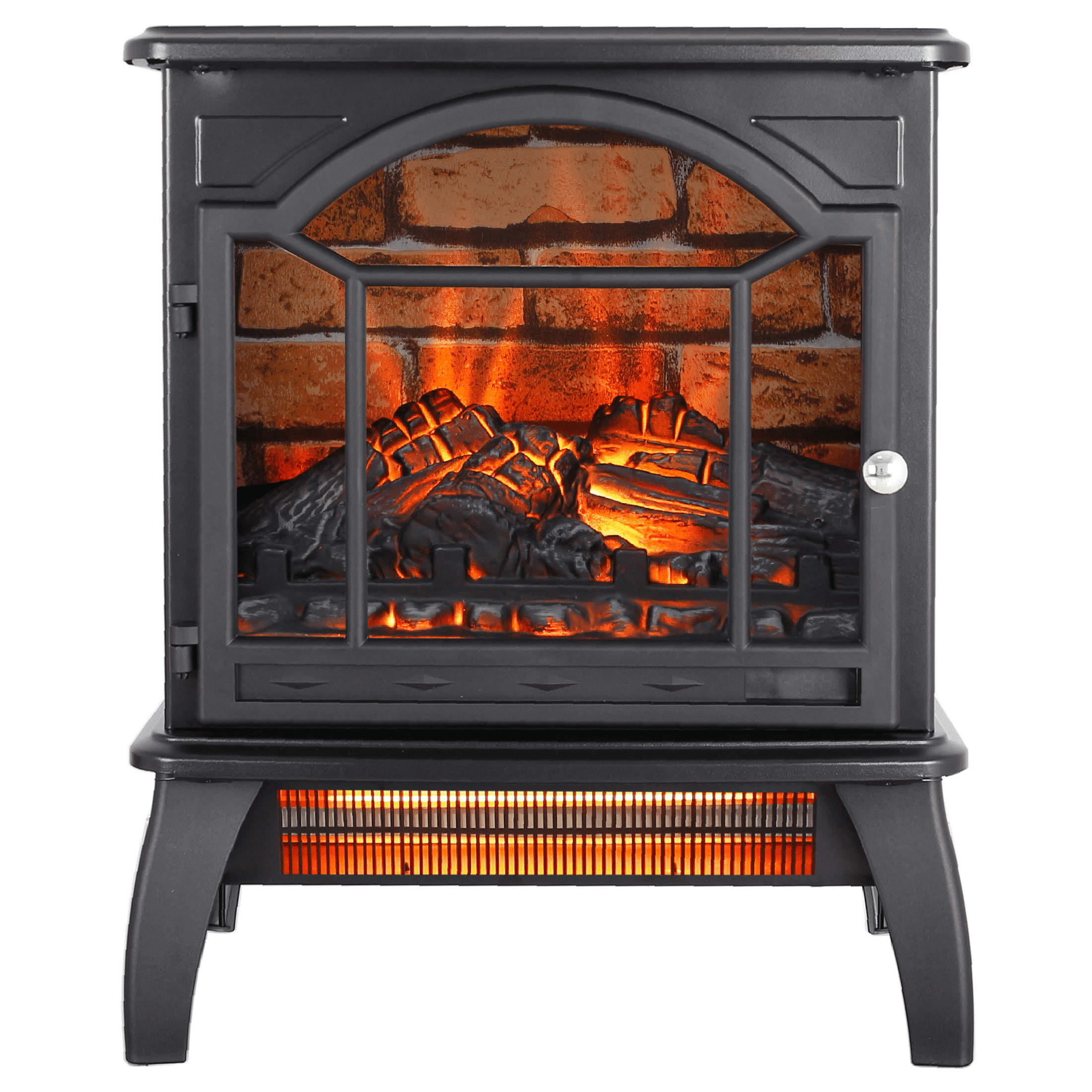 PAPROOS 18 inch Freestanding Electric Fireplace Heater, Quartz Fireplace Infrared Stove Heater with 3D Realistic Flame, Remote Control, Timer, Safety Heater for Indoor Use, 1500W, Antique Black