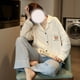 thumbnail image 5 of Pijamas Mujer Primavera y Otoño Algodón Manga Larga Fino Verano Cardigan Algodón Traje Hogar, 5 of 5