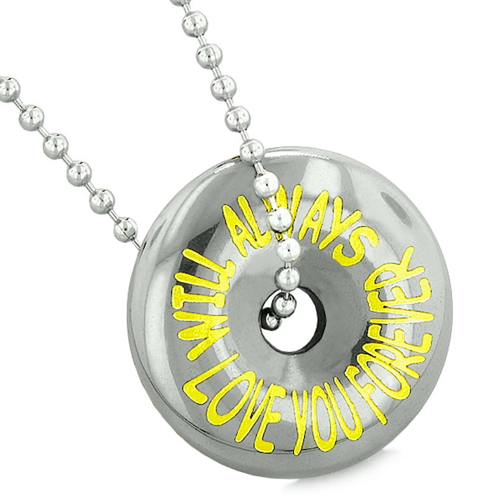 Amulets Will Always Love You Forever Love Couples or Best Friends Donuts Lucky Coin Hematite Necklaces 