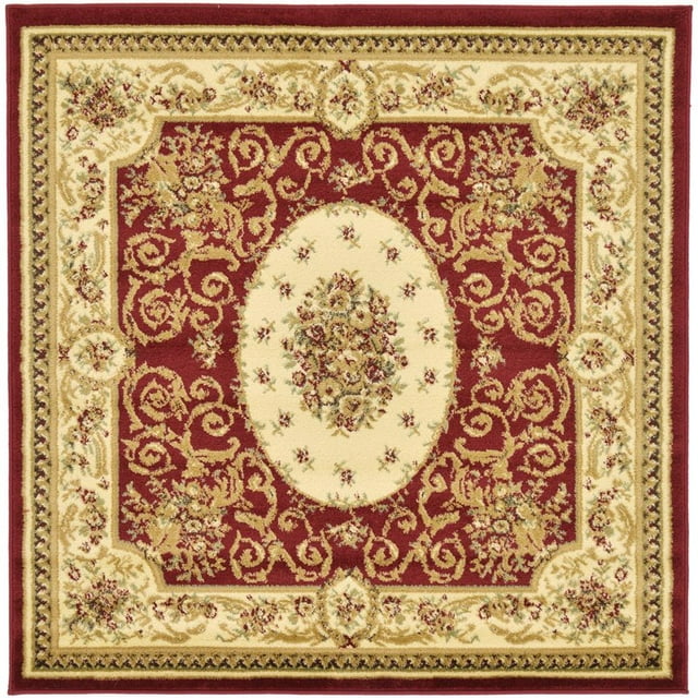 Unique Loom Versailles Medallion Motif Rug 4' x 4' Square Burgundy/Ivory