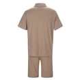 thumbnail image 4 of Glisme Mens 2 Piece Sets Summer Outfits Solid Color Fashion Casual Short Sleeved Shirt Shorts Two Piece Suit Trend Matching Set Khaki, 4 of 6