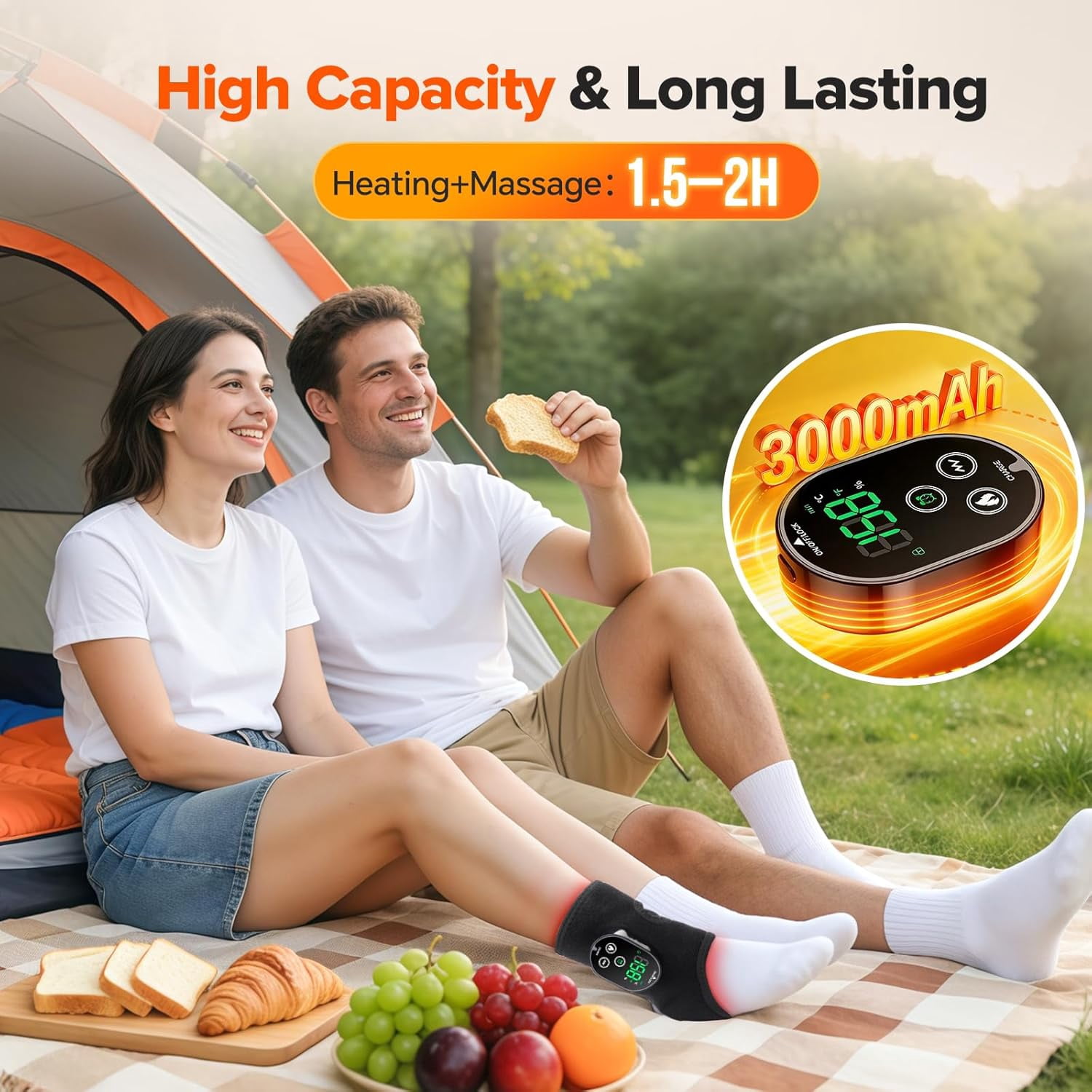Cordless Neuropathy Foot Massager, Ankle Massager for Pain Relief, Ankle Heating Pad Plantar Fasciitis Relief, Black