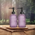 thumbnail image 2 of 2pcs 13.5 oz Glass Soap Dispenser, Hand Press Hand Sanitizer Dispenser Bottle, Skin Care Body Wash Storage Bottle, Reusable, Purple, 2 of 13