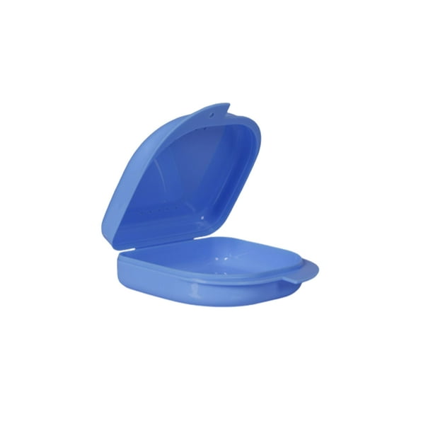 Minnieouse 2 piezas PP caja de almacenamiento para dentaduras postizas portátil reutilizable reemplazo protector a prueba de polvo caja de cuidado de los oídos Azul