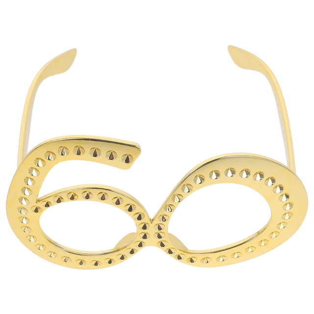 MOVTOTOP Golden Birthday Party Glasses for Adults with Durable ABS Material and Rhinestone Design 7.5 Inch