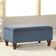 thumbnail image 2 of HomePop Banc de Rangement en Lin avec Garniture de Clous et Couvercle à Charnières, Bleu, 2 of 12