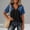 Black, variant on Jerdar Women's Short Sleeve Henley Shirt Denim Patchwork V Neck Casual Blouse Summer Loose Fit Tunic Tops for Beach Vacation Casual M