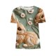 thumbnail image 4 of Tops de Ajuste Suelto para las Mujeres Sudadera Casual Impresa Manga Corta Cuello Redondo Superior, Poliéster, 4 of 5