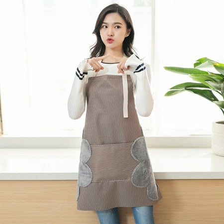 

Mittory Women Kitchen Water Oil Proof Adjustable 2 Side Stitched Pocket Pinstripe Aprons