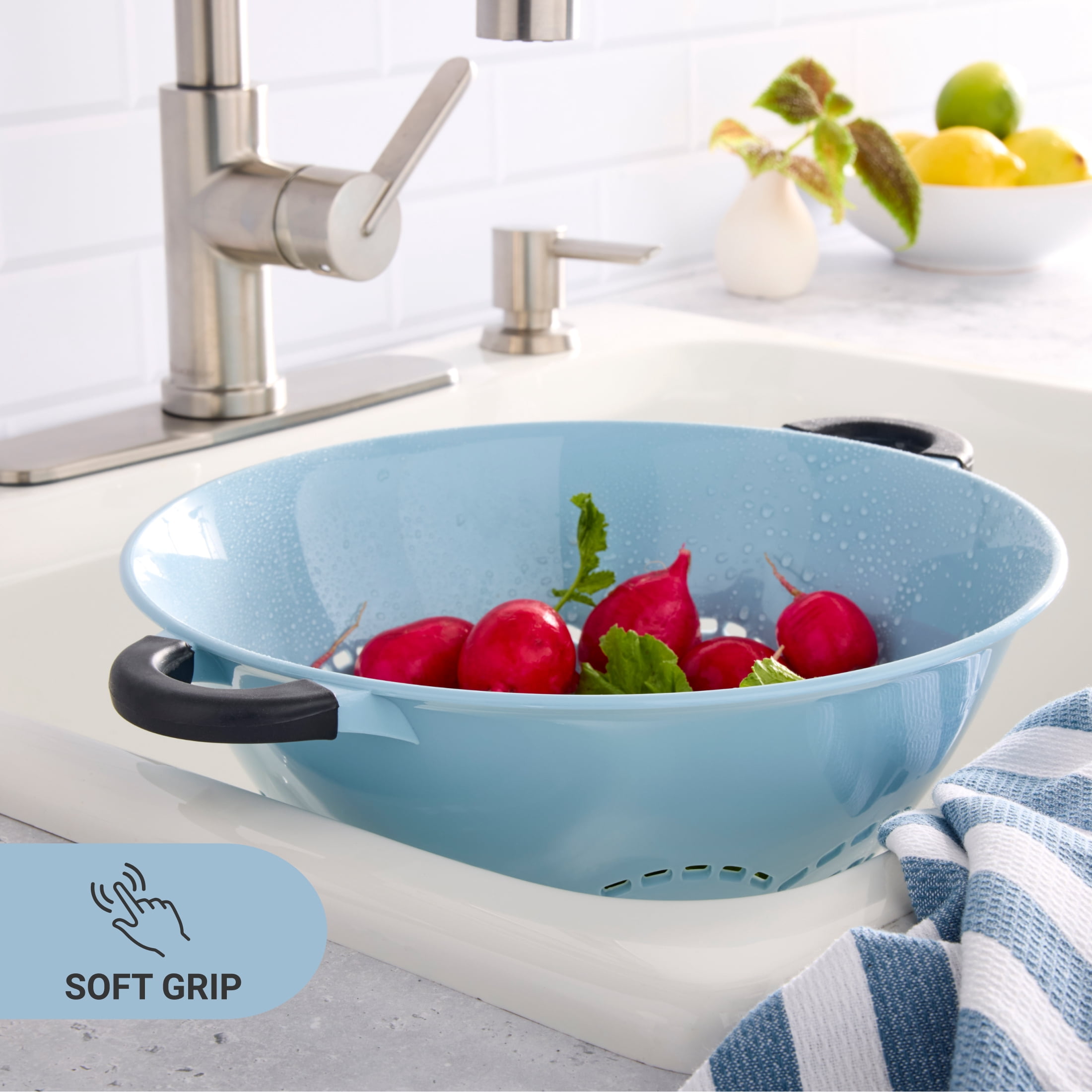 Farberware Soft Grips 5-Quart Colander Slate Blue