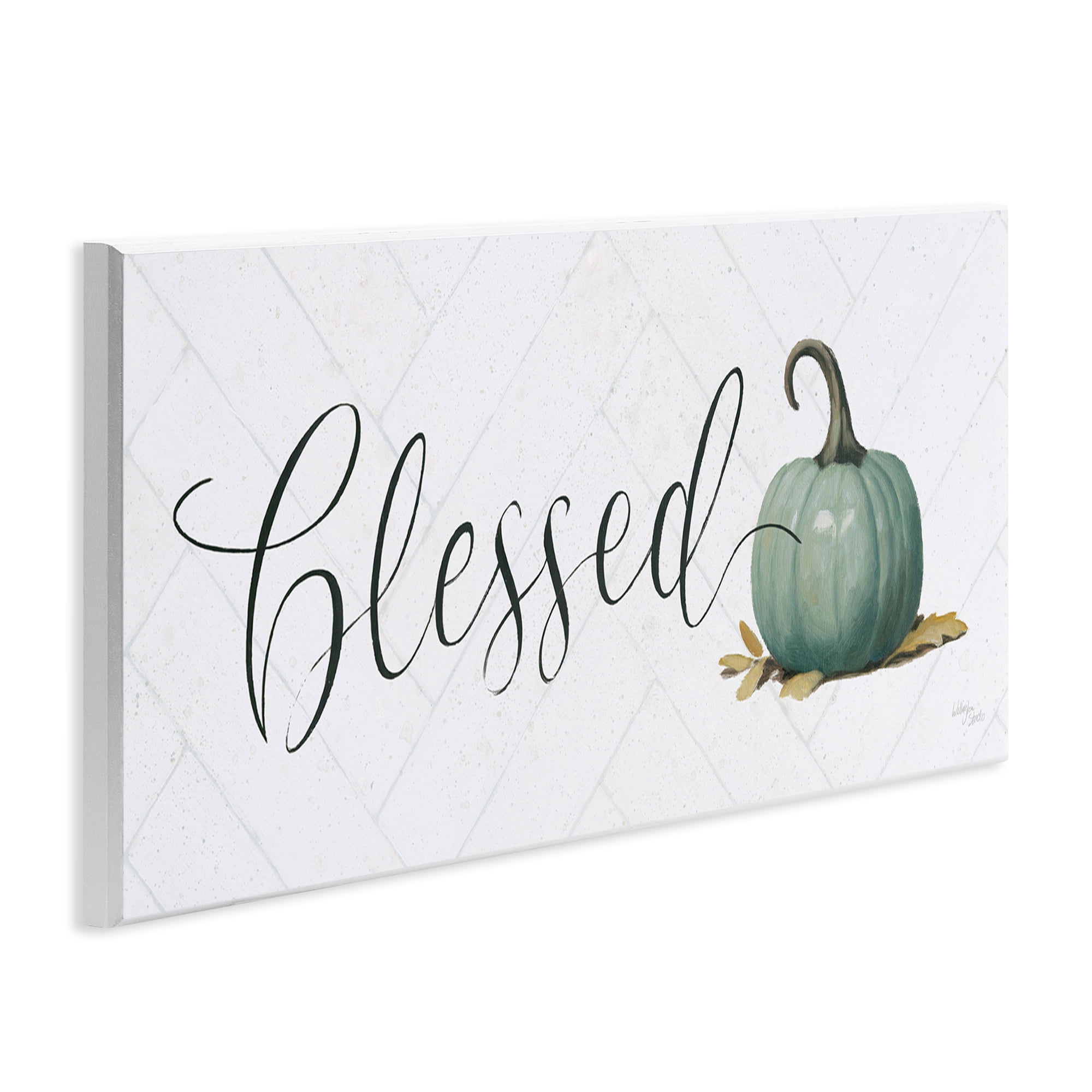 Stupell Industries Blessed with Pumpkin Typography Painting Unframed Art Prints Wall Art, 17 x 7