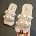 thumbnail image 5 of Nygoyerh Kid Girl Big Pearl Slippers Princess Sweet Non-Slip Summer Beach Shoes Flat Slippers, 5 of 6