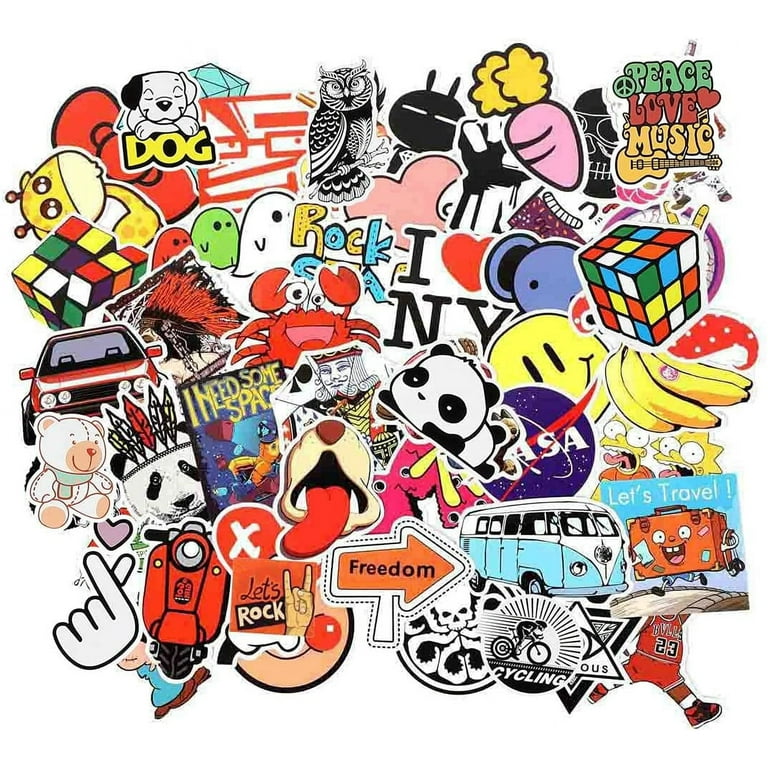 Cool Random Stickers Pack 100 pcs Laptop Stickers Bomb Waterproof Vinyl  Sticker Bulk Variety for Luggage Computer Skateboard Bicycle Skate Car  Motorcycle Bike Helmet Decal 