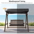 thumbnail image 5 of Ktaxon 2-Seater Wooden Patio Swing with Canopy & Cushion, Outdoor Porch Swing Chair with Solid Fir Wood Frame for Backyard Garden, Black, 5 of 7