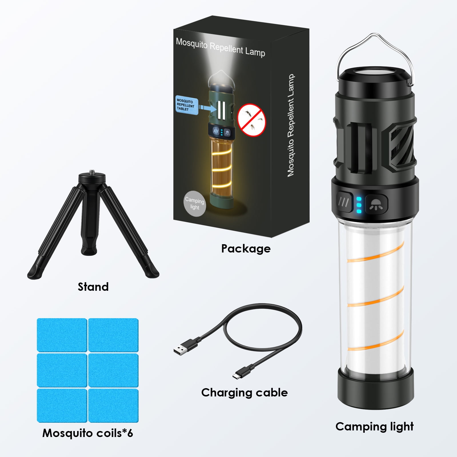 Qoosea Camping Lantern Rechargeable Portable Waterproof Flashlight Outdoor Magnetic Camping Light Emergency Light with Stand
