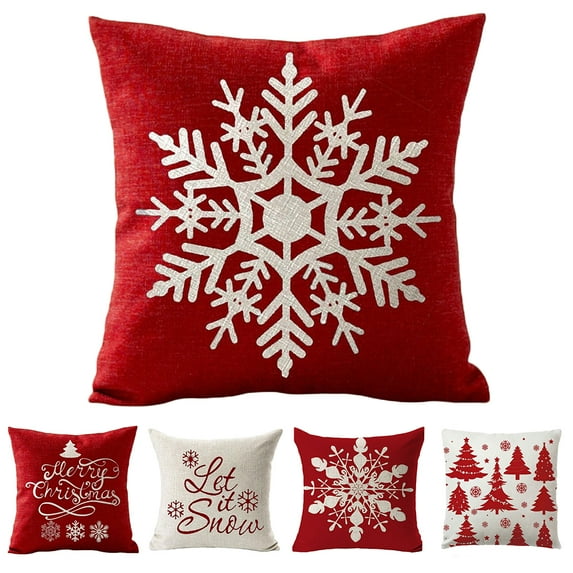 SPRING PARK Merry Christmas Throw Pillow Covers Deer Snowflakes Snowman Decorative Pillow Covers for Sofa Couch Bed and Car Throw Pillow Covers