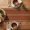 thumbnail image 7 of Sm:)e Linen Fall Table Runner for Dining Table 13 x 120 inch Caramel Linen Style Rustic Farmhouse Hollow Kitchen Dining Room Decoraton, 7 of 7