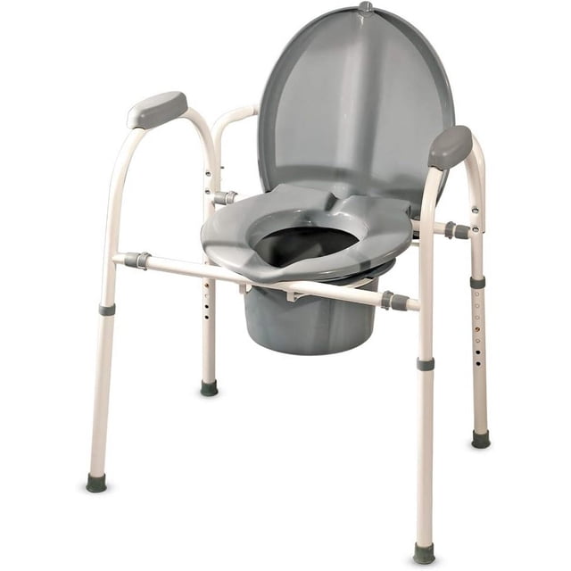 Comfort Plus - Bedside Commode Toilet and Raised Toilet Seat - Extra Wide Ergonomic Design Adjustable Height lb Capacity Tool- Assembly