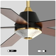 Cusp Barn 52 Modern Indoor Ceiling Fan with LED Lights and Remote Control, DC Motor 6 Speeds, Gold Finish, Reversible Blades