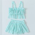 thumbnail image 2 of ZACPNCV Girls Swimsuits Two Piece Sleeveless Skirt+Swimsuit Set Color Block Girls Bathing Swimsuit with Shorts Green 5-6 Years, 2 of 5