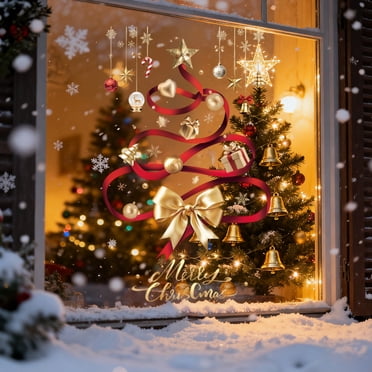 Hometravel Christmas Window Decorative Stickers, Removable Holiday Themed Window Clings, Festive Seasonal Decor for Glass, Mirrors, Home Display