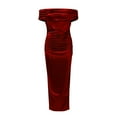 thumbnail image 5 of Ketyyh-chn99 Robes de Soirée pour Femmes Robe Cocktail Robe de Fête pour Femme Robe Décontractée Robe de Bal Soirée Unie Élégante Robe Maxi Rouge,2TG, 5 of 5