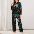 thumbnail image 2 of Fuzoiu Realistic Style Colorful Wolf A Print Women's Long-Sleeved Pajama,Lounge Button Down Nightwear,Womens Notch Collar Pajama Set-XX-Large, 2 of 7
