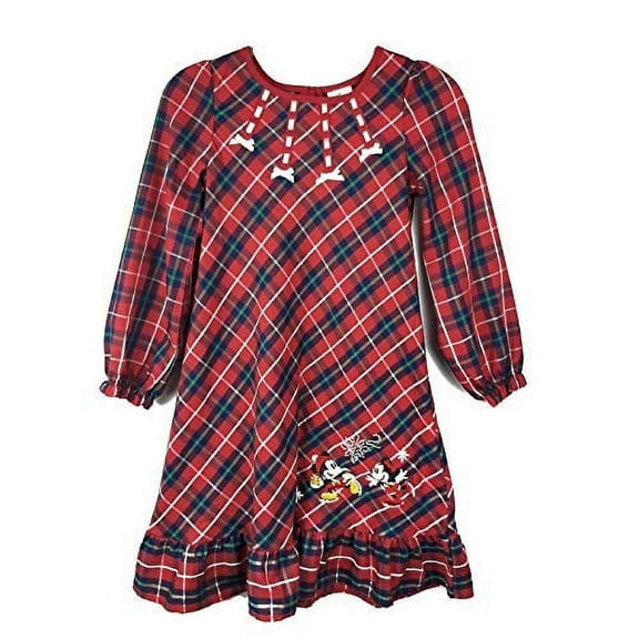 Disney Minnie and Mickey Christmas Holiday Plaid Nightgown, Size 5/6