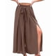 thumbnail image 3 of Pantalones de Playa Casuales, Holgados, Estilo Palazzo, de Cintura Alta y Abertura para Mujer, Estilo Bohemio, con Bolsillos para Verano. Marrón S, 3 of 9