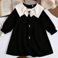 thumbnail image 7 of Girls Long Sleeve Dress with Peter Pan Collar, A-Line Shirt Dress with Ruffle Cuffs for Kids Kids Ages 2-10, Casual Play Dress Machine Washable,Size 9-10 T, 7 of 7