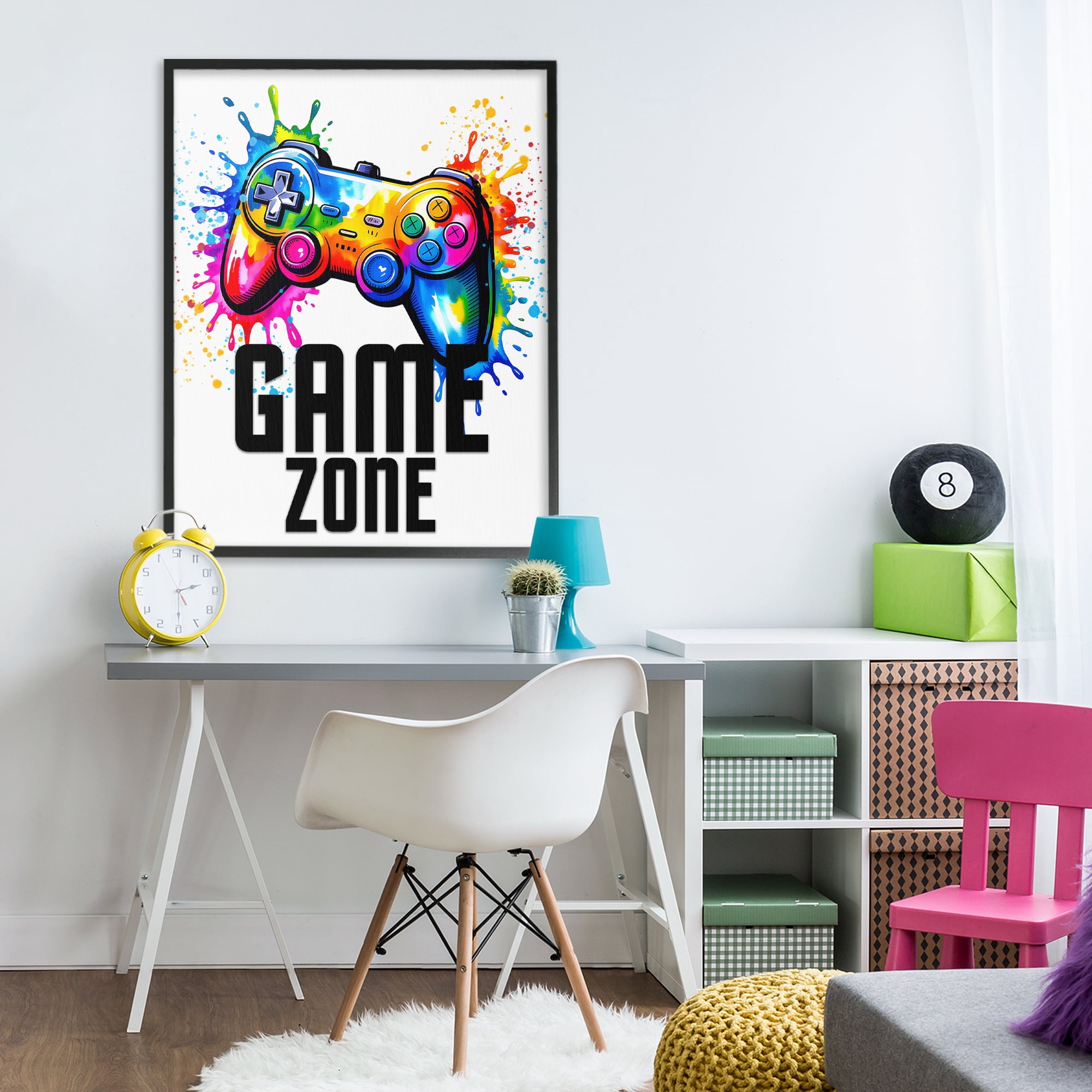 Stupell Industries Game Zone Splash Black Framed Giclee Art, design by Kim Allen