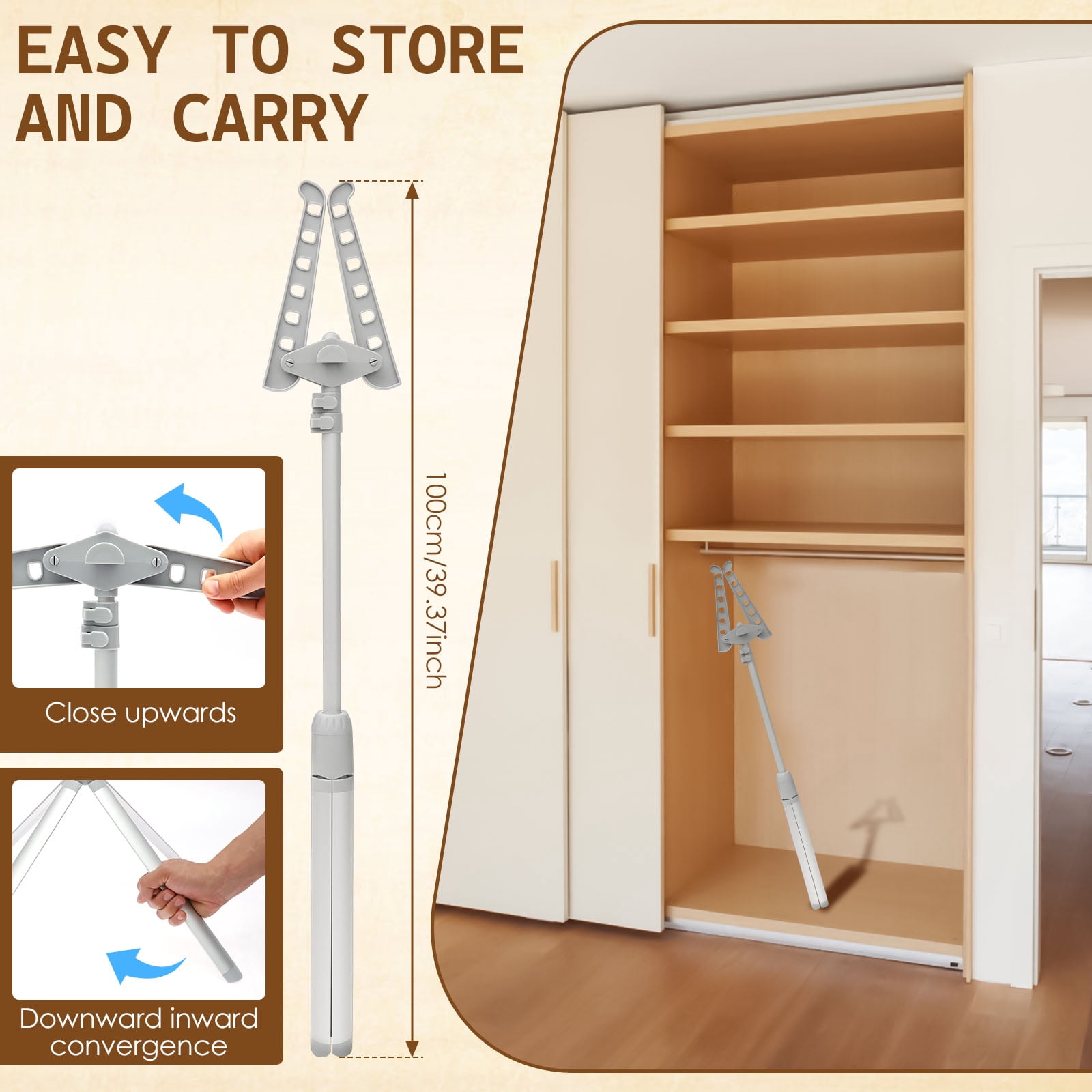 Adjustable Garment Steamer Stand 29" to 58" Height 360° Rotating Clothes Hanger Stand with Tripod Base Foldable Cap and Gown Display Rack for Ironing Drying and Storage, Grey