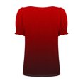 thumbnail image 4 of Atogsazn Tops for Women Summer Casual Ruffle Sleeve Square Neck T Shirts Striped Tee Blouse Fashion 01-Red XL, 4 of 7