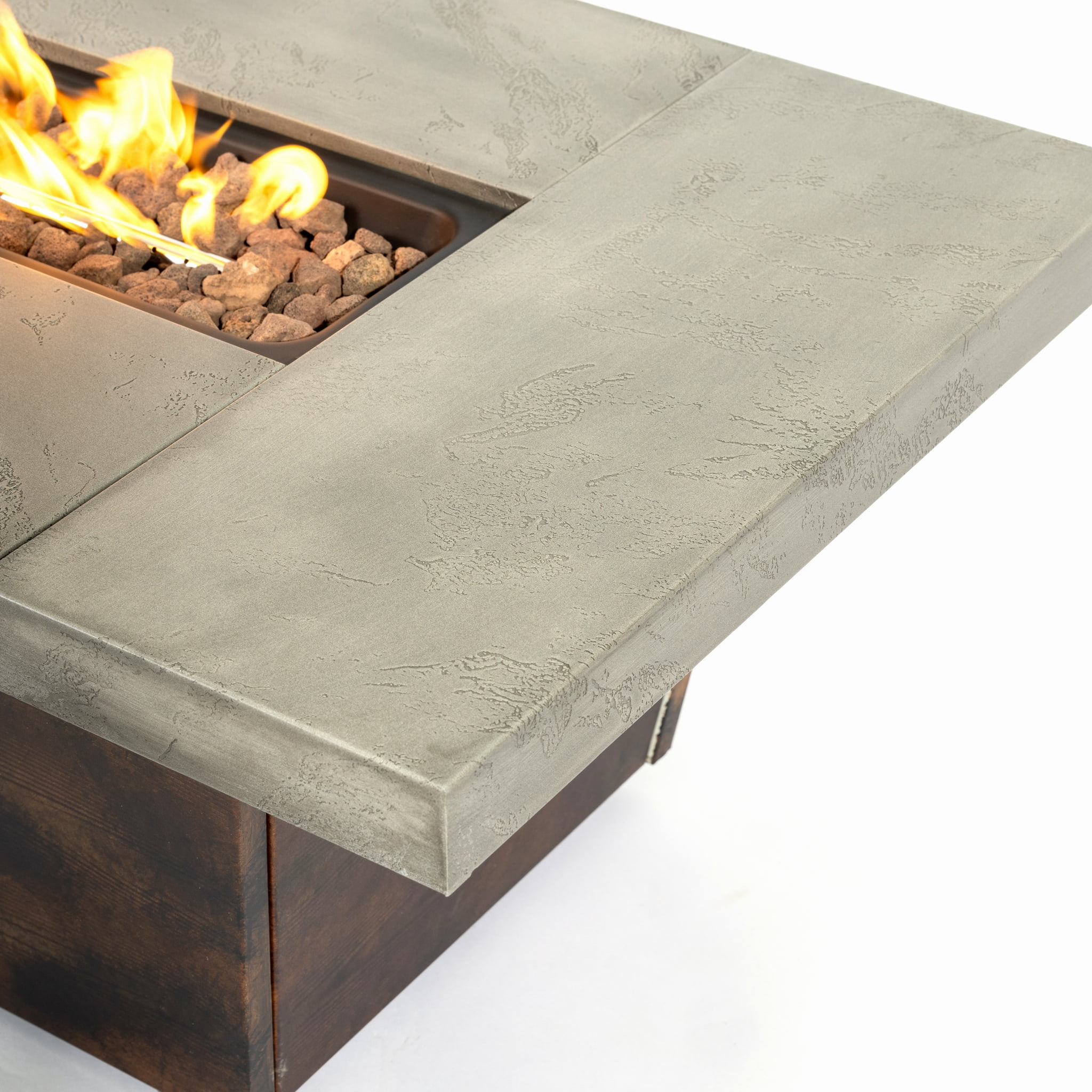 Harper & Bright Designs Patio Steel Propane Firepit Table, Outdoor Rectangle Gas-burning Fire Pit with 50000 BTU for Garden Backyard, 42 inch, Cement Gray