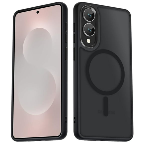 TJS for Samsung Galaxy S25 Edge Phone Case, Magnetic Ring Translucent Protective Cover for Samsung S25 Edge (Black)