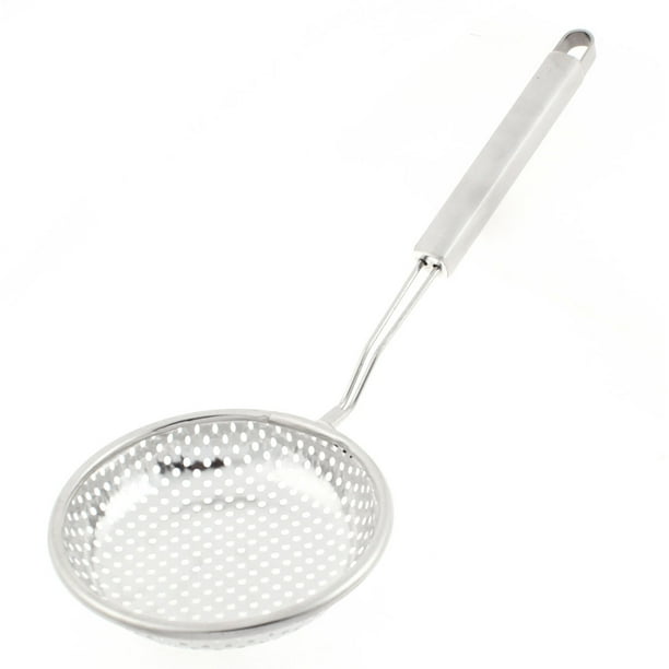 Home 12.5cm Dia Stainless Steel Flat Head Ladle Strainer Kitchen