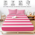 thumbnail image 5 of Queen Size Fitted Sheet Set - Pink Striped 3 Piece Bedding Sets 16" Deep Pocket Fitted Sheet with 2 Pillowcases, Modern Simple Monochrome Geometric White Brushed Microfiber Hotel Luxury Bed Sheets, 5 of 9