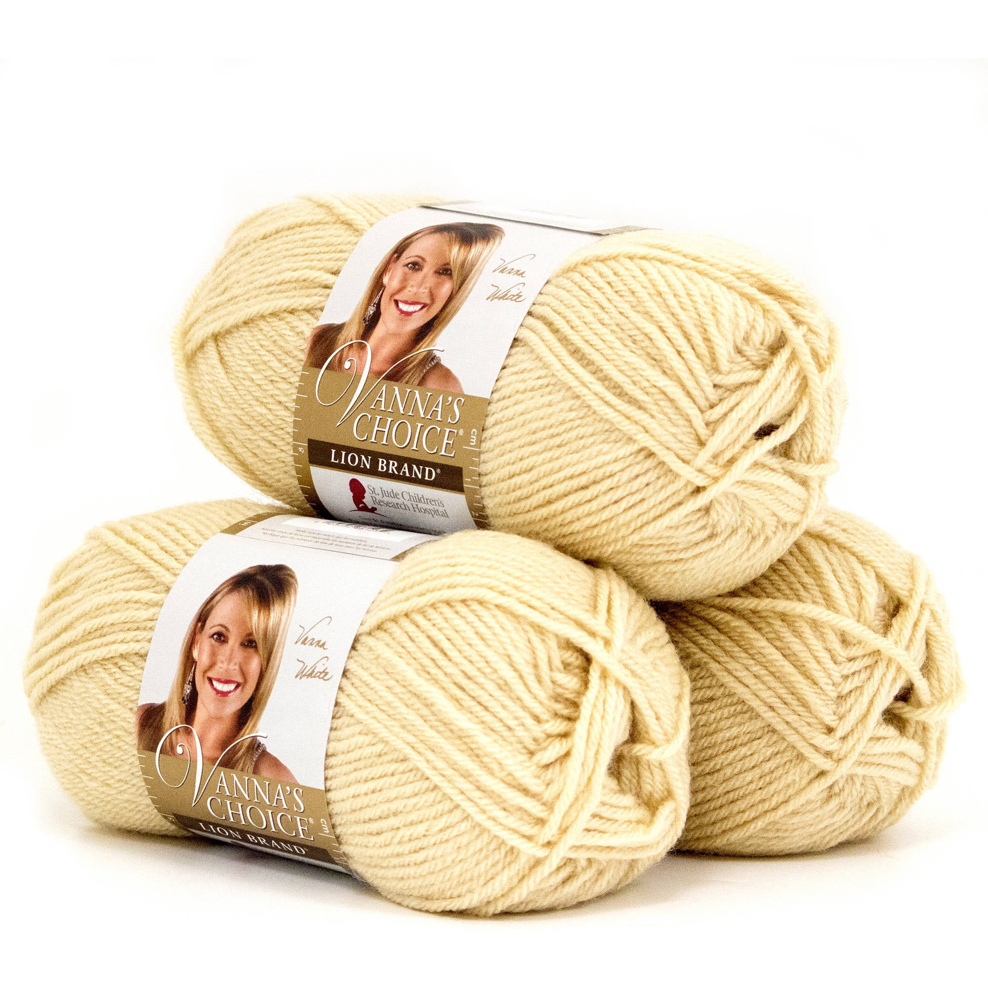 Lion Brand Yarn Vanna's Choice Beige Basic Medium Acrylic Beige Yarn 3