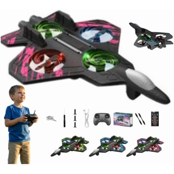 Skyriders RC Jet,RC Stunt Fighter Jet Toy with 360° Flips & LED Lights,Christmas Remote Control Helicopter,Foam Remote Control Airplane,Rechargeable Hovering Fighter Helicopter,for Beginners