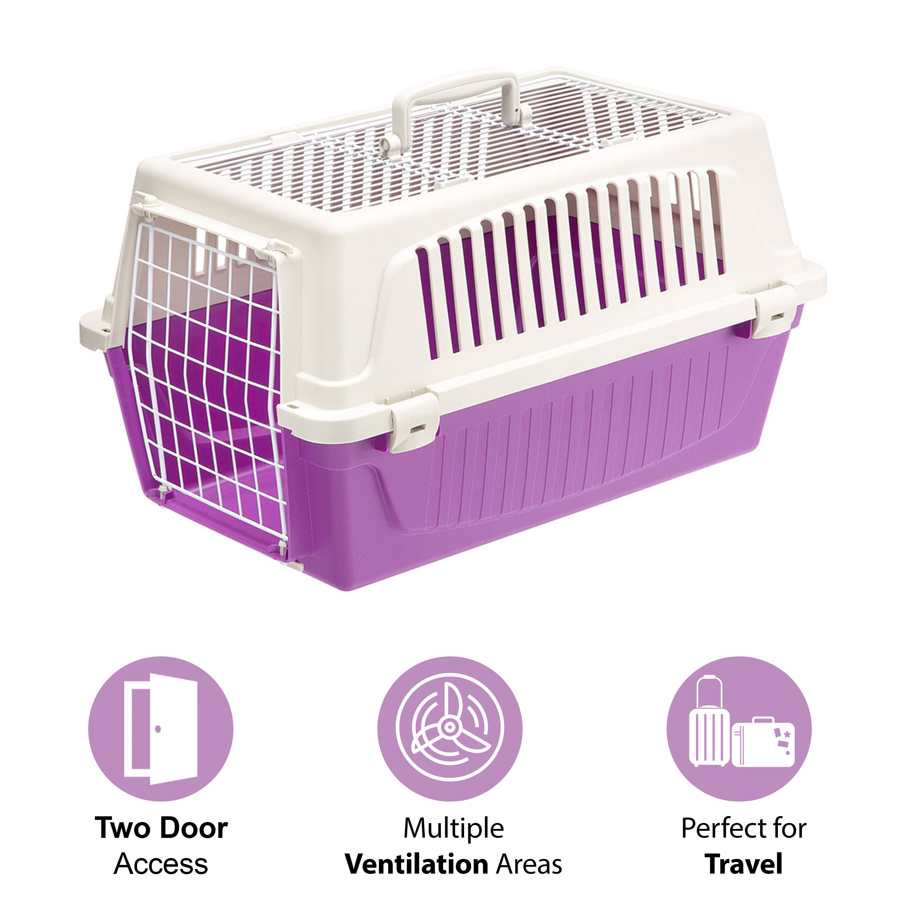 cenadinz Cat Carrier for Small Medium Cats Dogs Puppies with Big Space 5 Mesh Windows 4 Open Doors - Purple