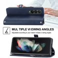 thumbnail image 6 of SaniMore for Samsung Galaxy Z Fold 3 PU Leather Case RFID Blocking, Magnetic Closure Flip Wallet Cover with Shoulder Strap Card Slot & Multi-Angle Kickstand All-Inclusive Protective Shell, Blue, 6 of 8