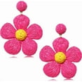 thumbnail image 6 of Rattan Earrings for Women Statement Boho Raffia Straw Wrapped Flower Drop Dangle Earrings Summer Tropical Beach Jewelry, 6 of 8