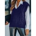 thumbnail image 3 of Asyoly Womens Winter Cable Knitted Sweater Vest V Neck Sleeveless Casual Sweaters Tops, 3 of 5