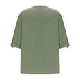 thumbnail image 5 of Olyvenn 3/4 Sleeve Cotton Linen Shirts for Womens Vintage V Neck Casual Loose Fit 2025 Summer Tunic Tops Blouse Green XXL, 5 of 6