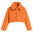 thumbnail image 7 of Women's Cropped Faux Fur Cardigan, Short Plush Jacket, Open Front Shawl Collar Coat, Luxurious Evening Wrap, Soft Elegant Bolero, Night Out Cover Up Orange XL, 7 of 7