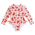 thumbnail image 3 of Toddler Girls Swimsuit Rompers Rashguard Sets Long Sleeve One Piece Swimwear Kids Sun Protection Bathing Suit for Toddler Kids 2T, 3 of 6